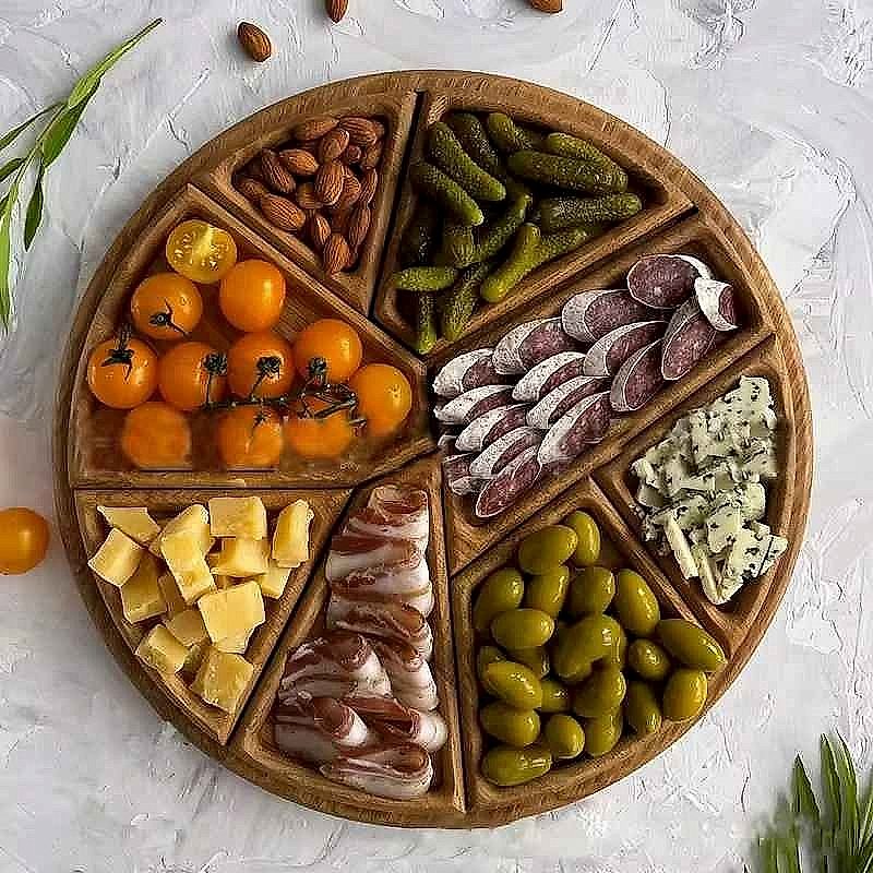 1 Set Handmade Divided Wood Serving Round | 1400+ Sold