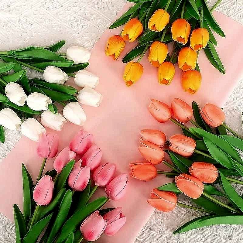 20pcs Real Touch Tulip Bouquet for Home & Wedding Decor