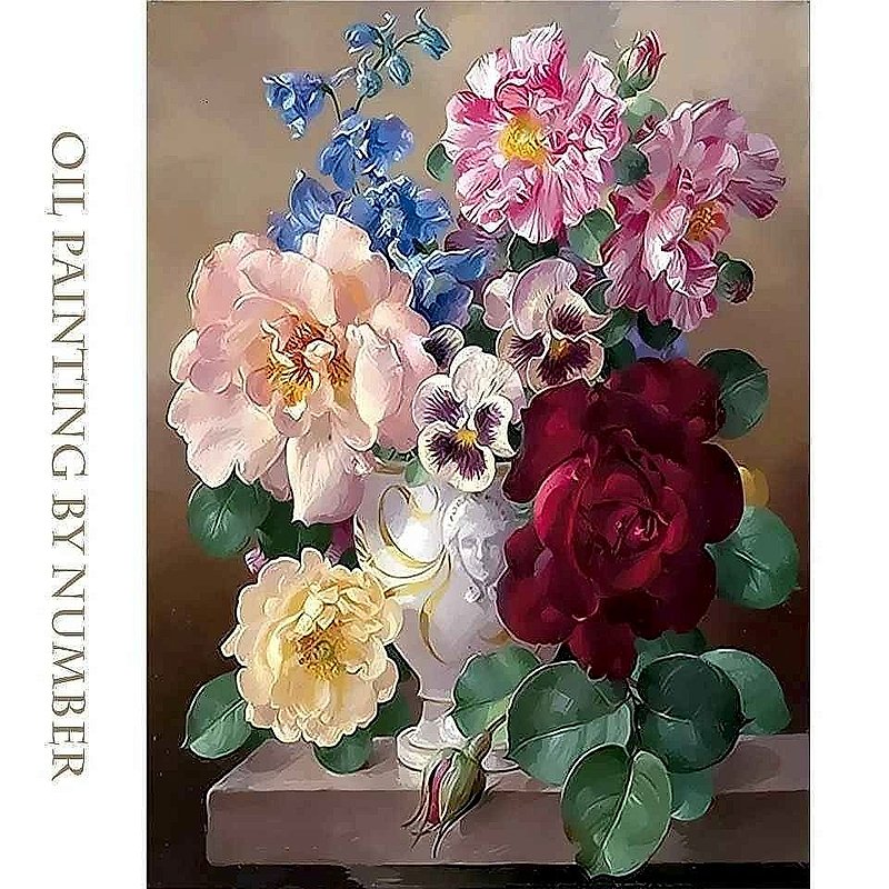 Floral Vase Paint-by-Numbers Canvas Kit