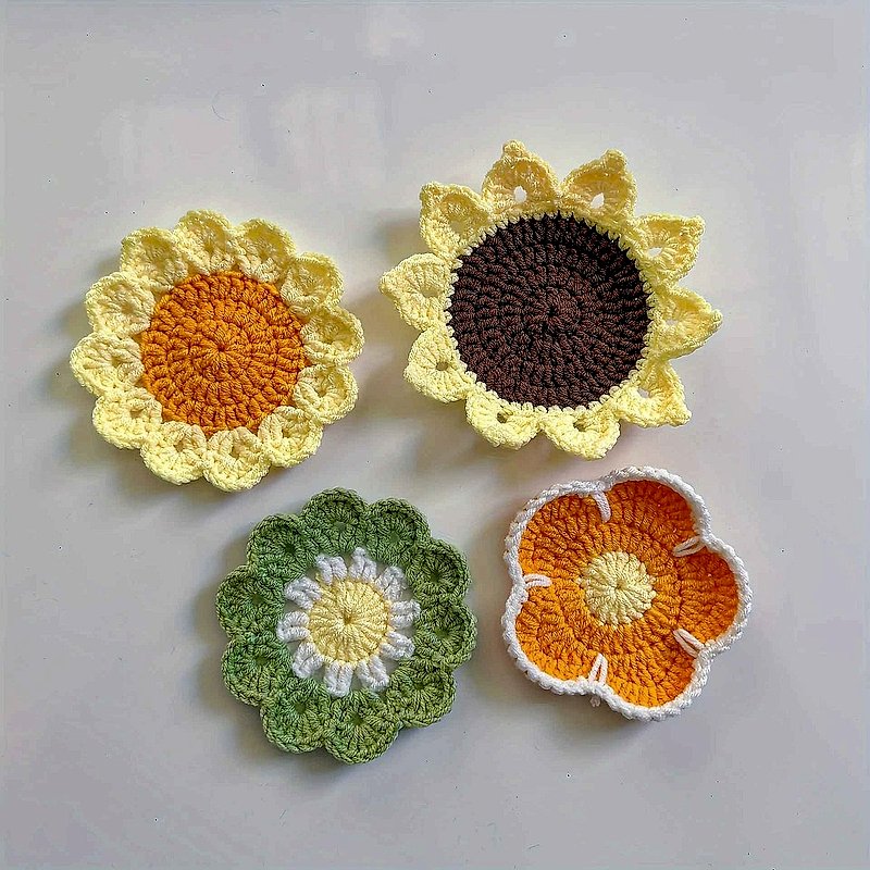No More Ring Stains or Slipping Mugs — Handmade Crochet Sunflower Coasters