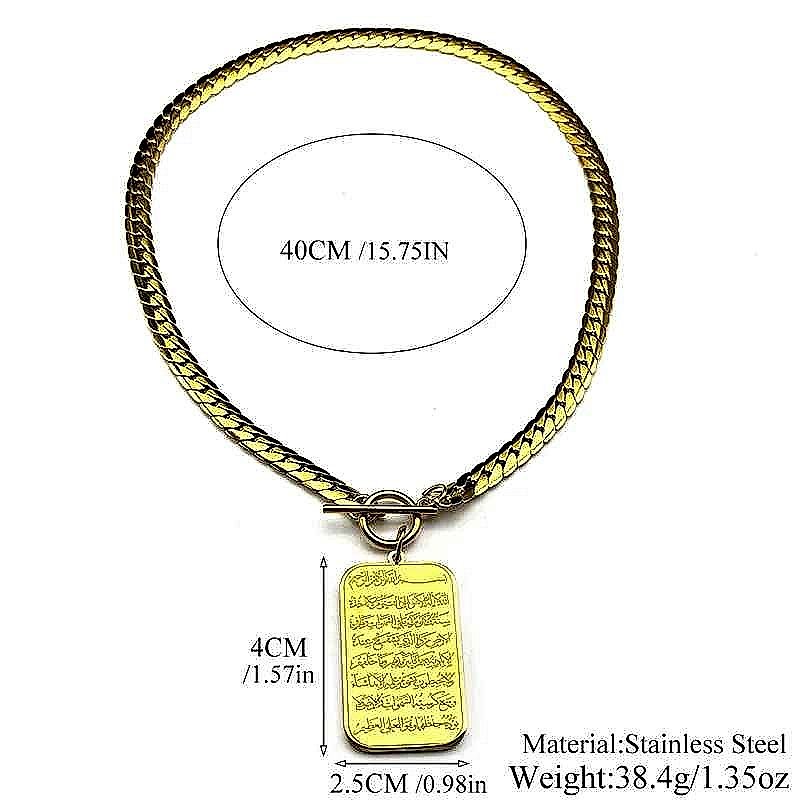 Handcrafted Geometric Quran Pendant Necklace in Gold