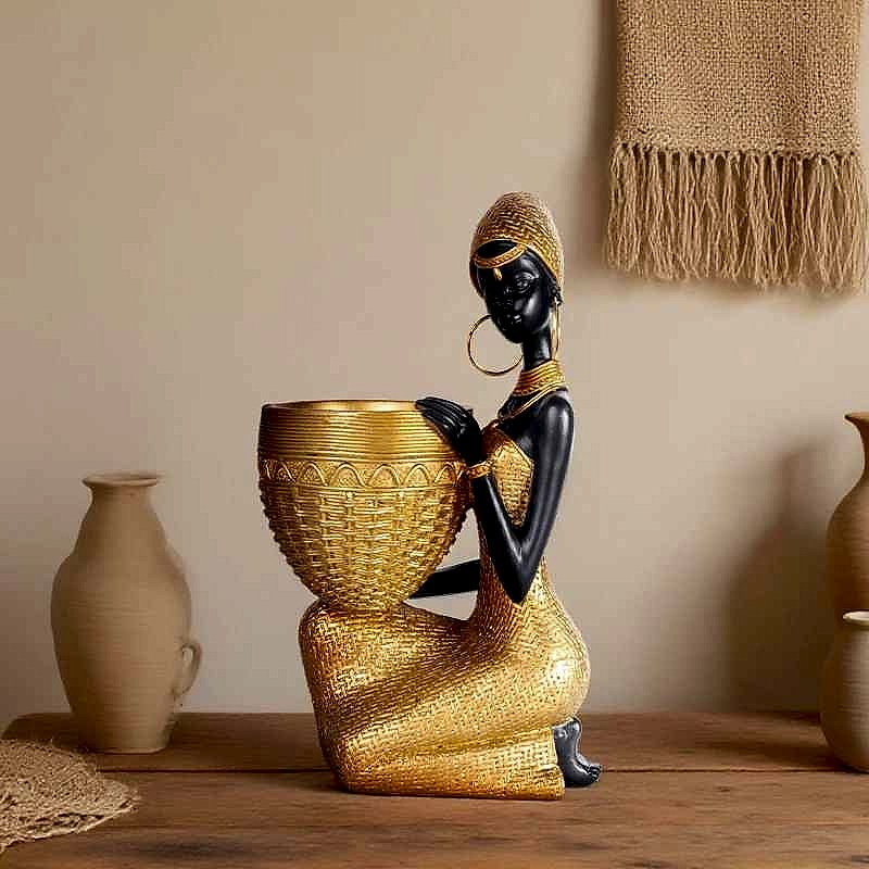 Handcrafted Bring Soul and Story to Empty Spaces — Handcrafted African Girl Holding a Pla... - View 4 of 6 | BigMoetsy
