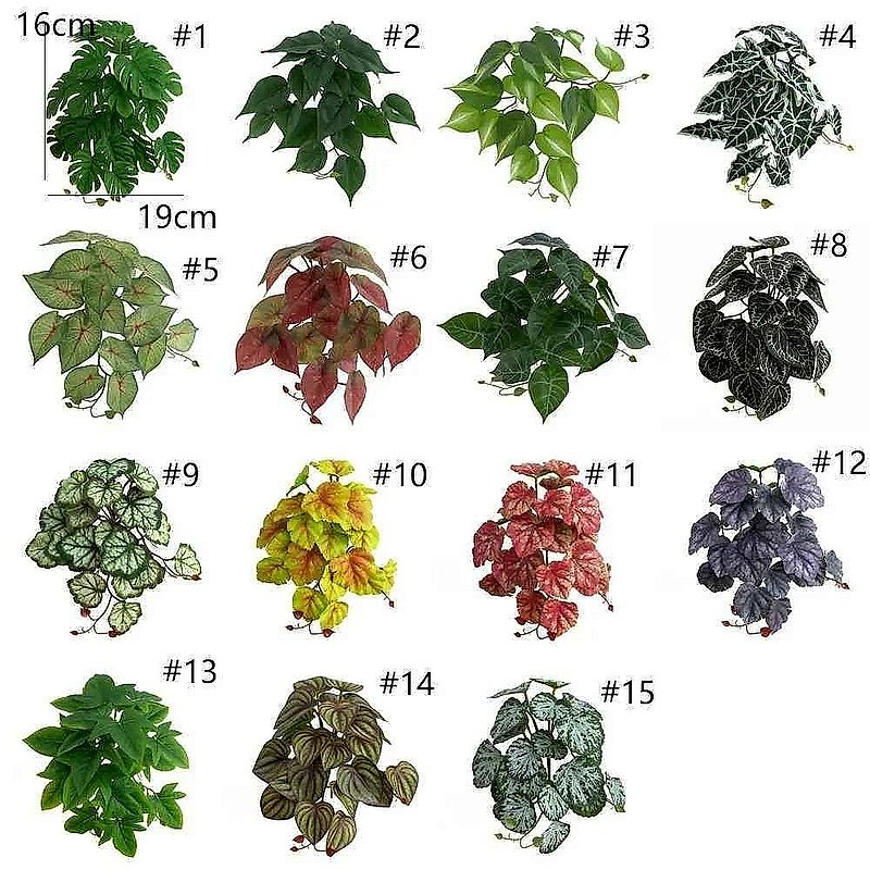 Lifelike Tropical Silk Turtle Back Bamboo Leaves