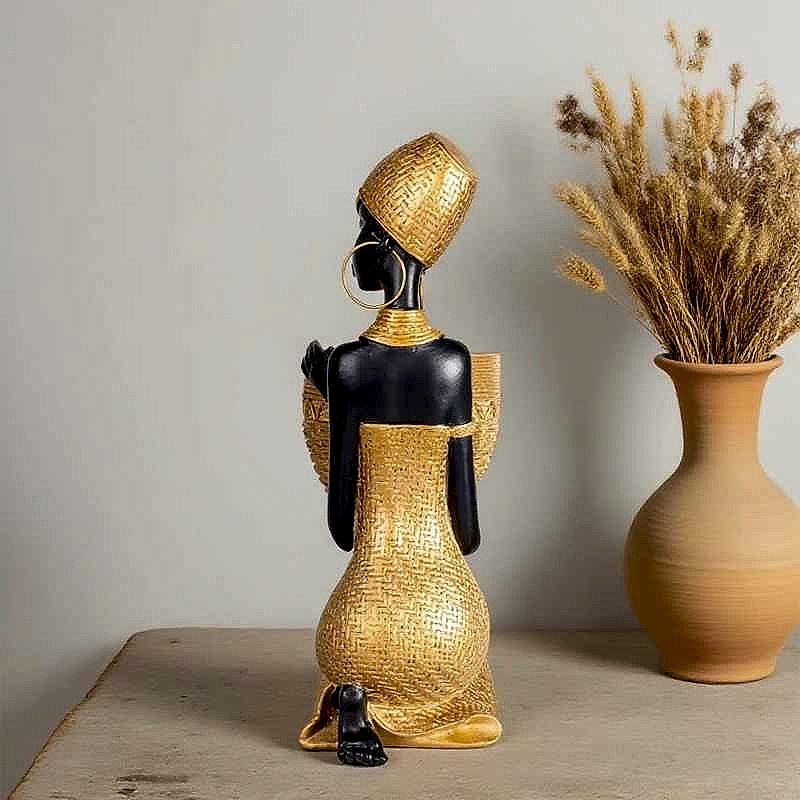 Handcrafted Bring Soul and Story to Empty Spaces — Handcrafted African Girl Holding a Pla... - View 5 of 6 | BigMoetsy