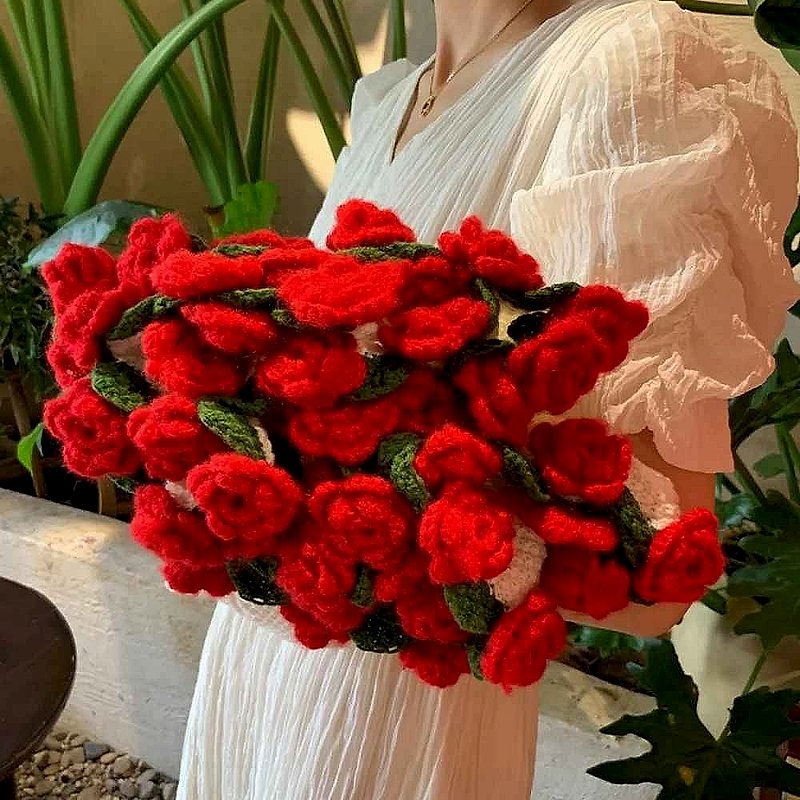 Handcrafted Crochet Rose Bouquet Blanket