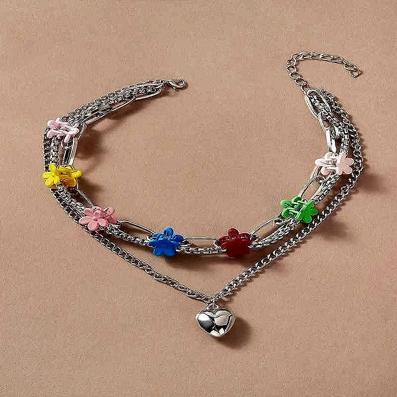 Handcrafted Multi-Layer Floral Clip Necklace