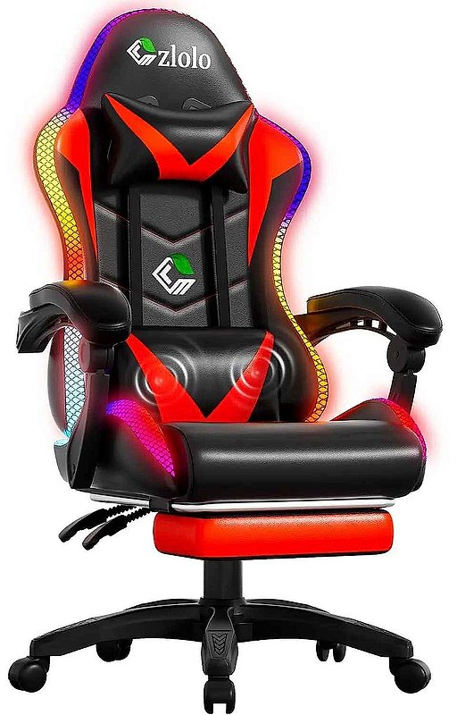 Racing Style RGB Gaming Chair with Lumbar Massager