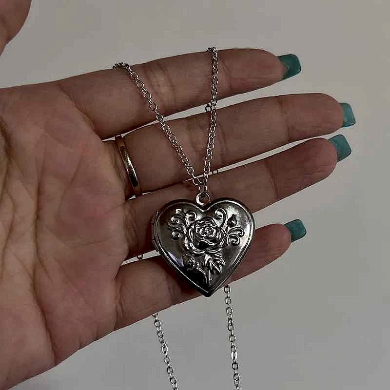 Handcrafted Keep Someone Close, Always — Openable Heart Locket Photo Necklace in Silver S... - View 2 of 8 | BigMoetsy