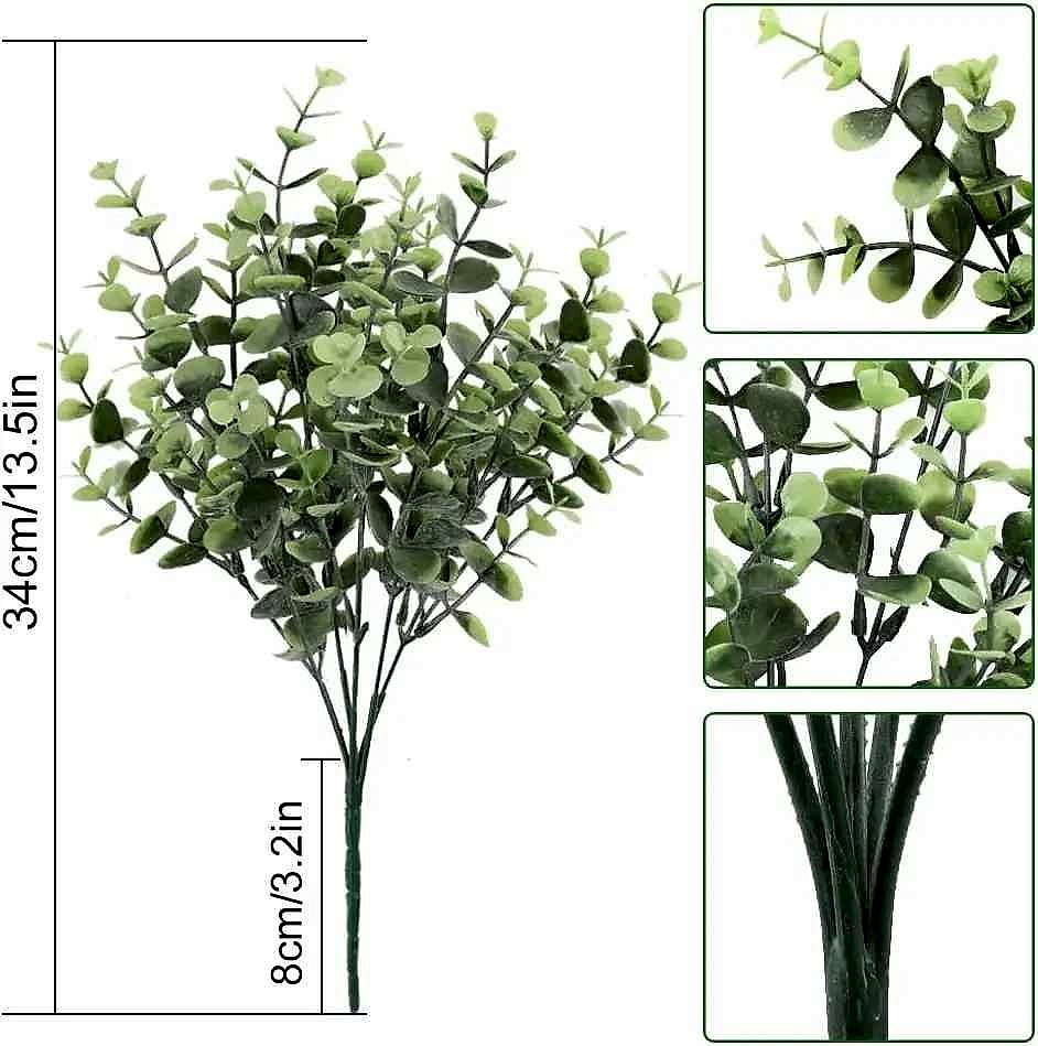 Realistic silk faux eucalyptus and boxwood stems from 10-piece set, handcrafted greenery that never wilts | BigMoetsy