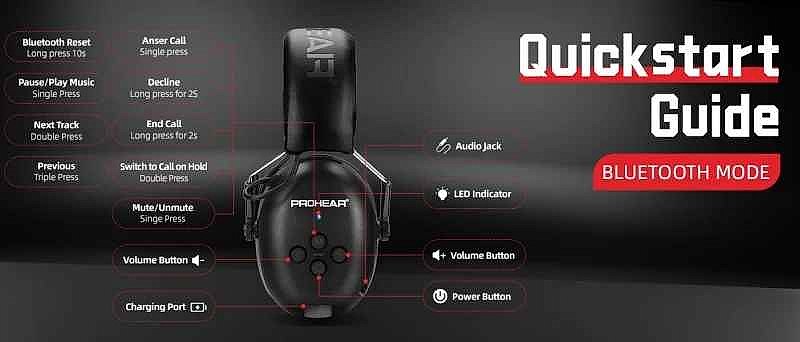 PROHEAR Electronic Bluetooth Hearing Protectors Safety Noise Reduction Earmuf... - View 5 of 13 | BigMoetsy