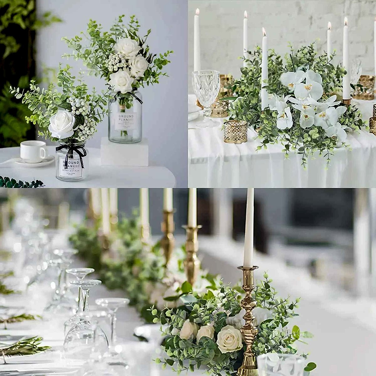 Handcrafted realistic silk faux eucalyptus and boxwood stem set of 10 for timeless home decor | BigMoetsy