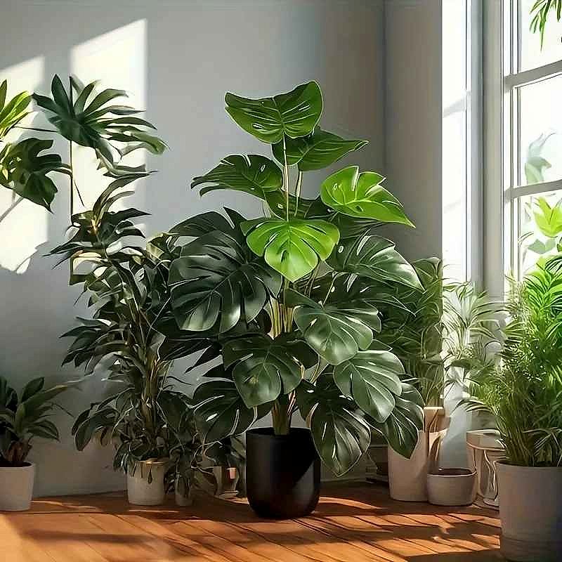 Handcrafted realistic artificial fiddle leaf fig tree with silk leaves close-up detail view | BigMoetsy