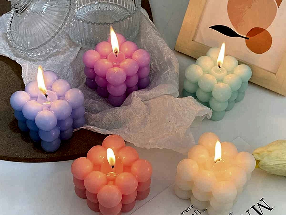 Elevate Any Space Instantly — Handmade Bubble Cube Soy Wax Scented Candle Set