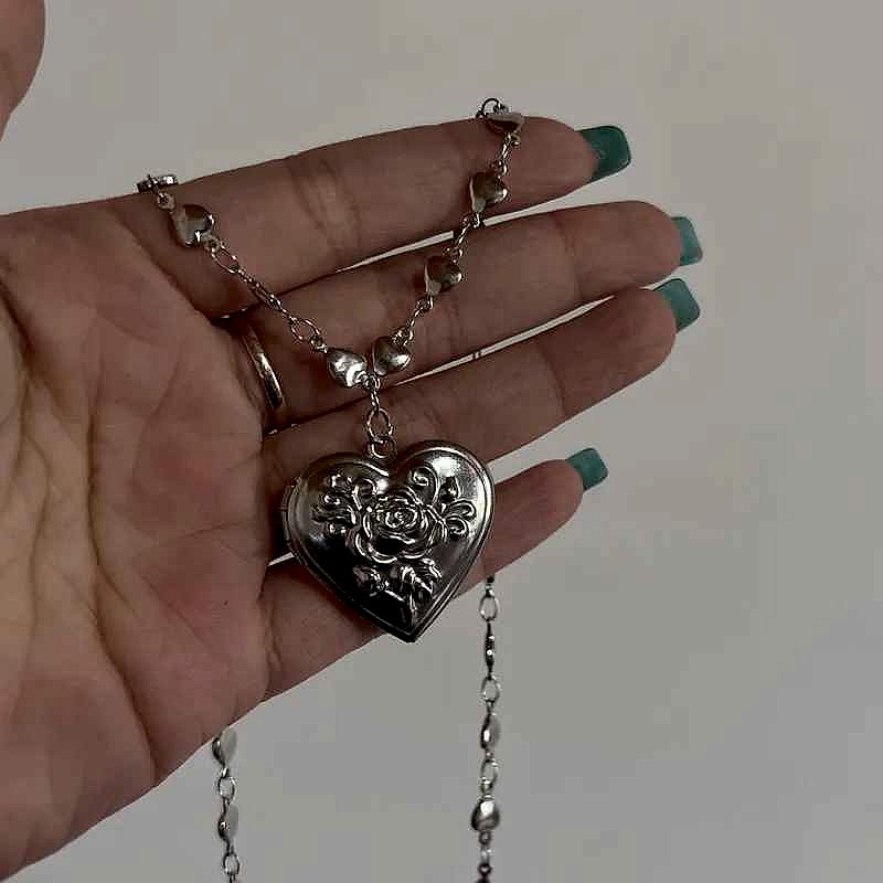 Handcrafted Keep Someone Close, Always — Openable Heart Locket Photo Necklace in Silver S... - View 6 of 8 | BigMoetsy