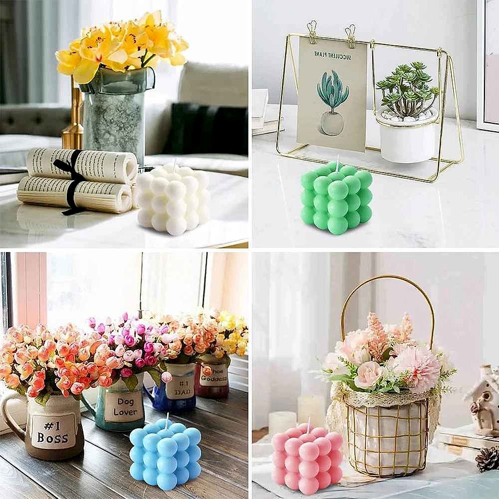 Handcrafted silk-realistic bubble cube soy wax scented candle set elevating home decor with artisan detail | BigMoetsy