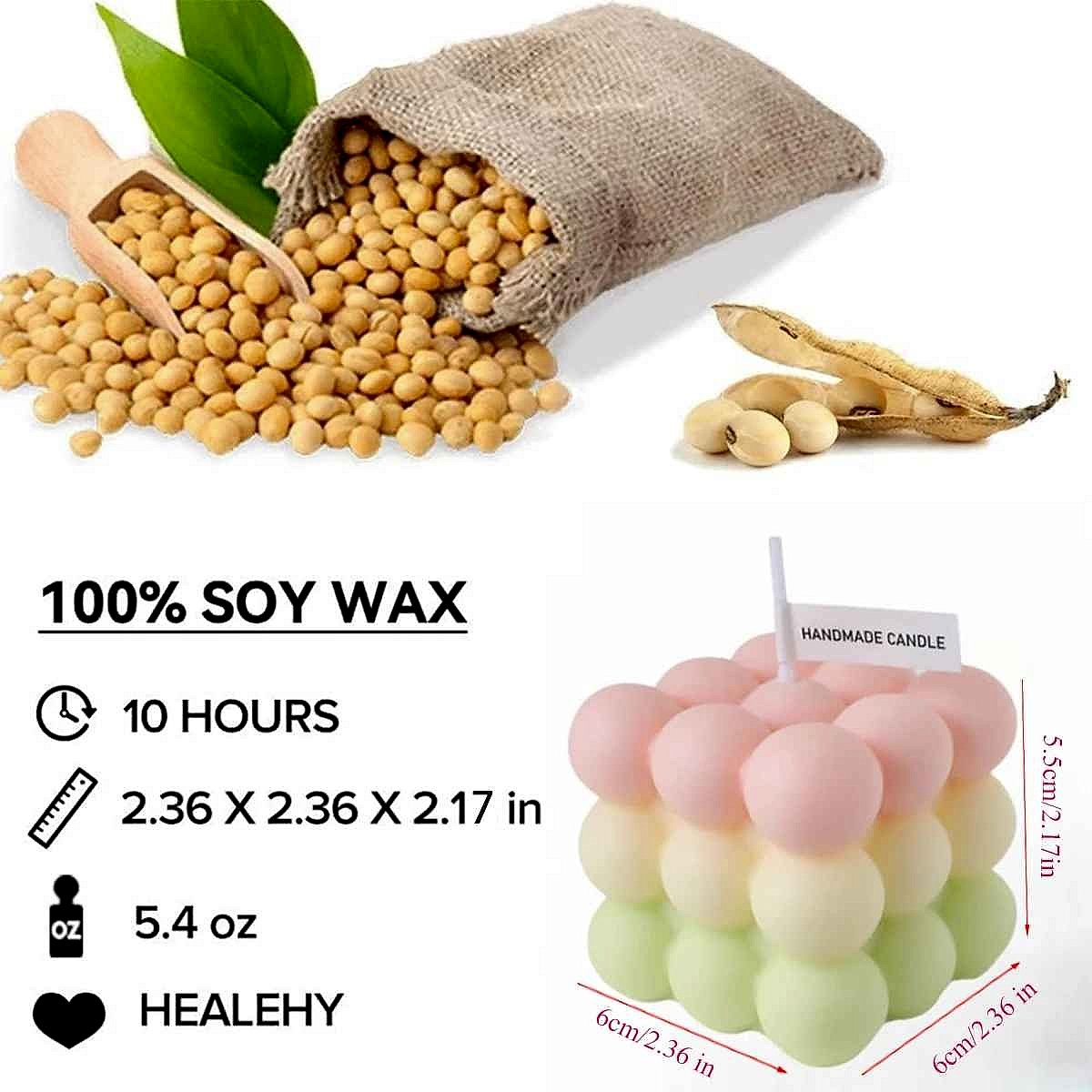 Handcrafted bubble cube soy wax scented candle set with realistic silk-like texture, elevating home decor | BigMoetsy