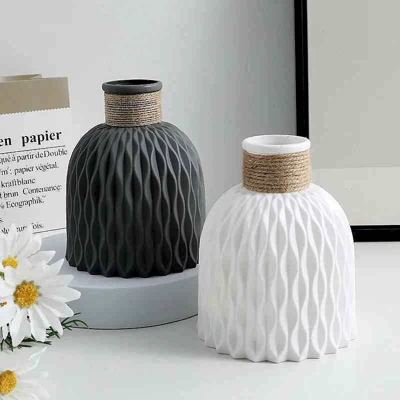 Water Ripple Modern Vase with handcrafted realistic silk texture detail close-up view for modern home decor | BigMoetsy