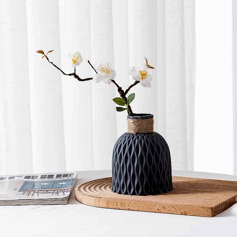 Handcrafted Water Ripple Modern Vase with realistic silk texture detail, elegant home decor accent | BigMoetsy