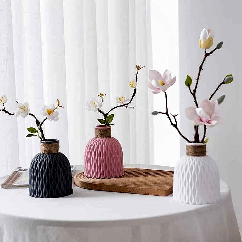 Water Ripple Modern Vase with handcrafted realistic silk texture detail close-up view for home decor | BigMoetsy