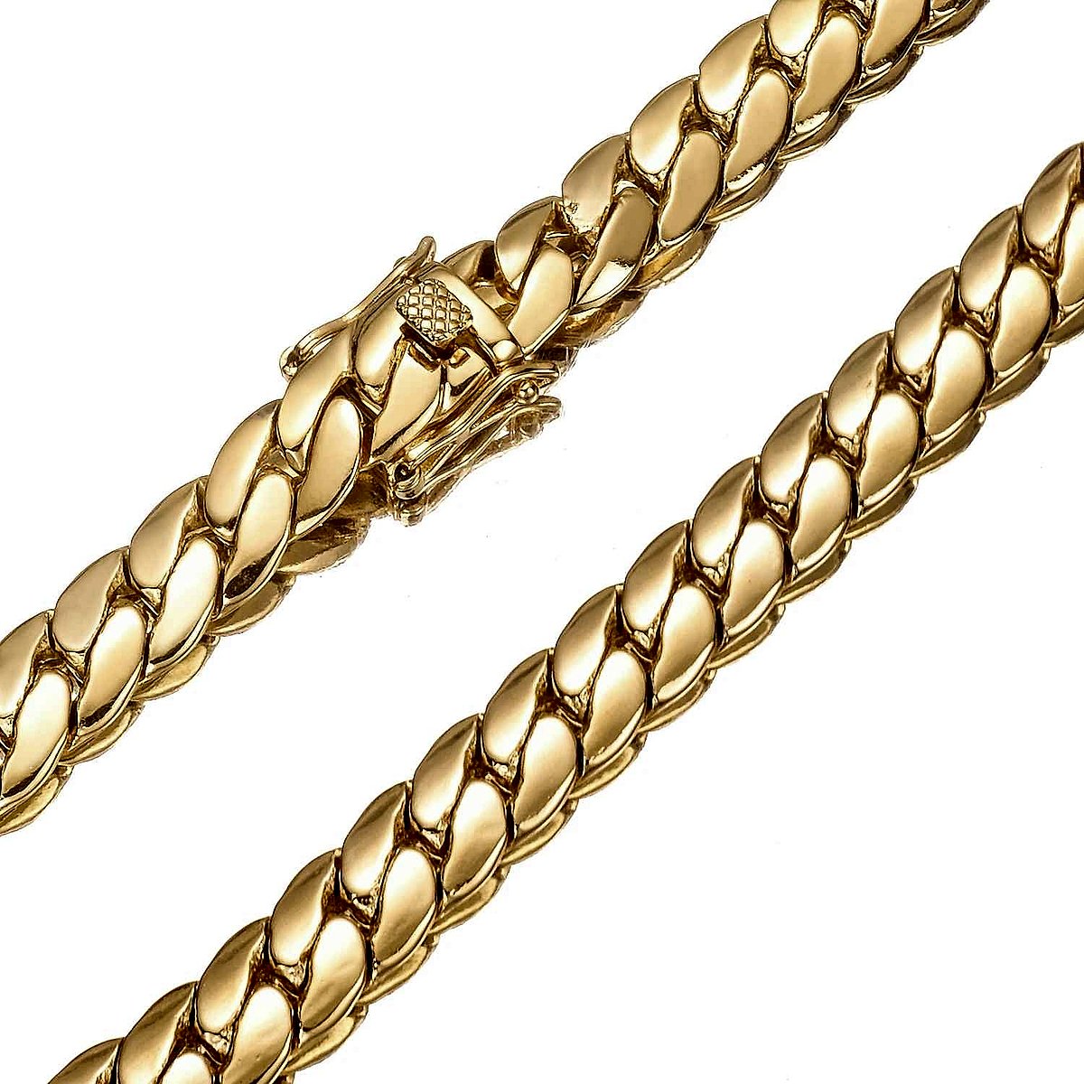 Handcrafted vintage-style Hip Hop Cuban Link Chain Necklace with crystal details, close-up view | BigMoetsy