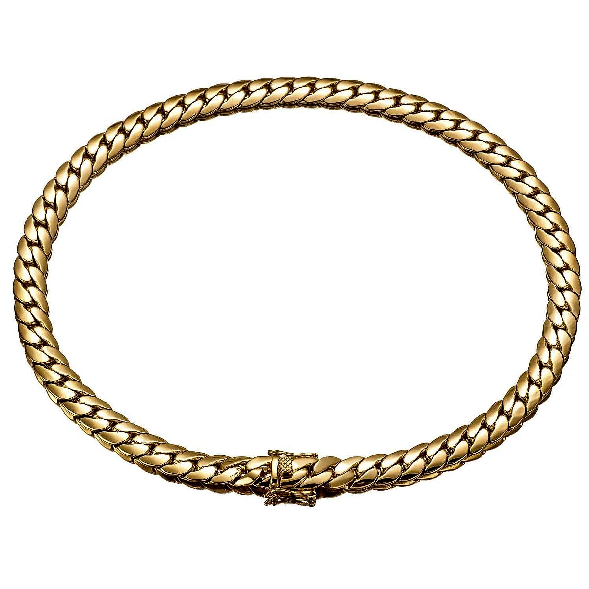 Handcrafted vintage-style Hip Hop Cuban Link Chain Necklace with crystal accents close-up detail view | BigMoetsy