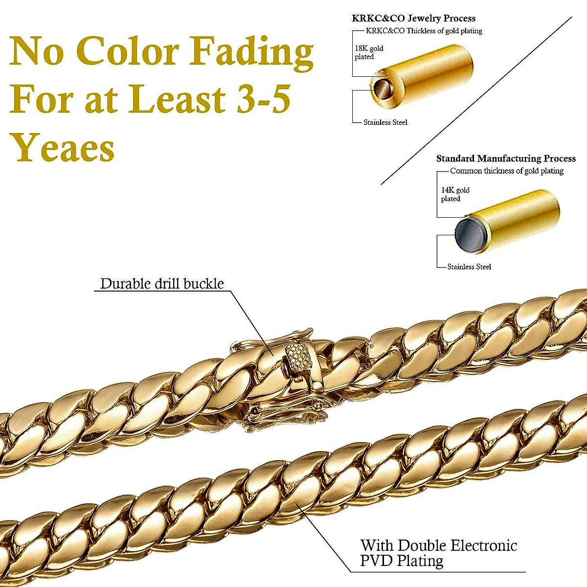 Handcrafted vintage-style Hip Hop Cuban Link Chain Necklace with crystal accents close-up detail view | BigMoetsy