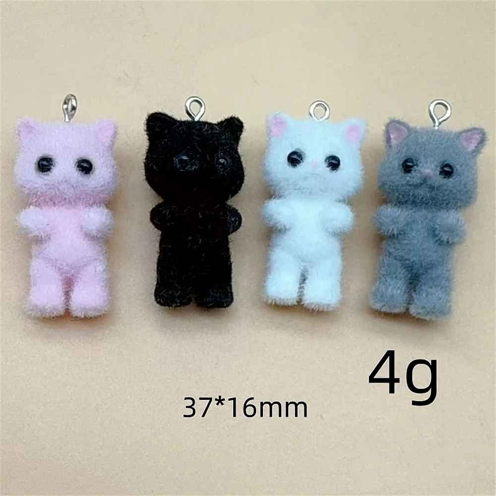 Handcrafted Bring Your Handmade Jewelry to Life — Kawaii 3D Fluffy Flocking Resin Cat Cha... - View 5 of 6 | BigMoetsy