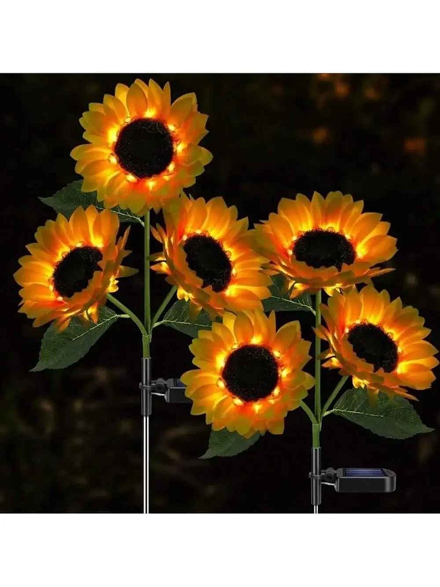 Handcrafted No More Dark, Lifeless Gardens After Sunset — Solar Sunflower LED Lawn Light ... - View 2 of 6 | BigMoetsy