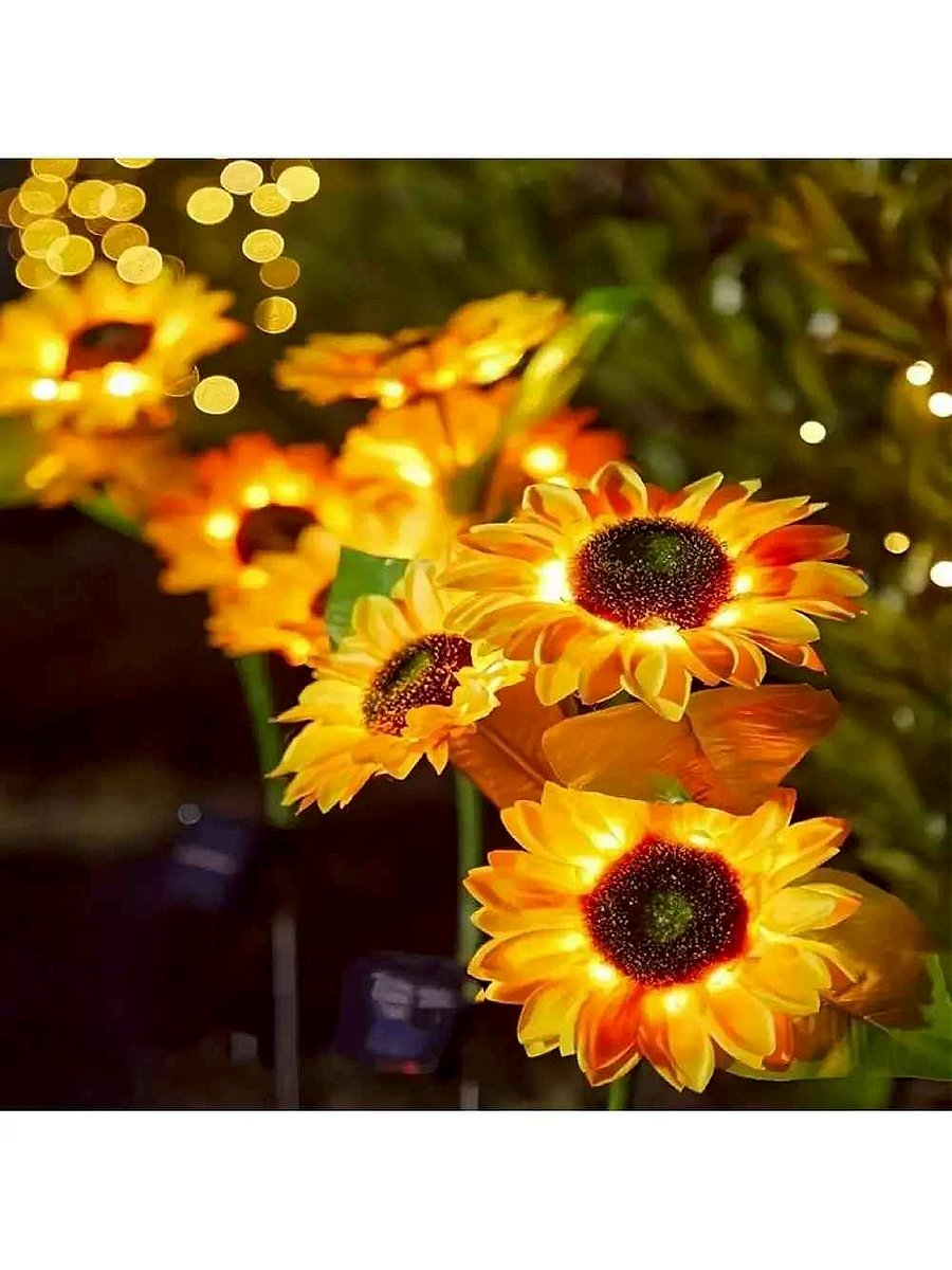 Handcrafted No More Dark, Lifeless Gardens After Sunset — Solar Sunflower LED Lawn Light ... - View 3 of 6 | BigMoetsy
