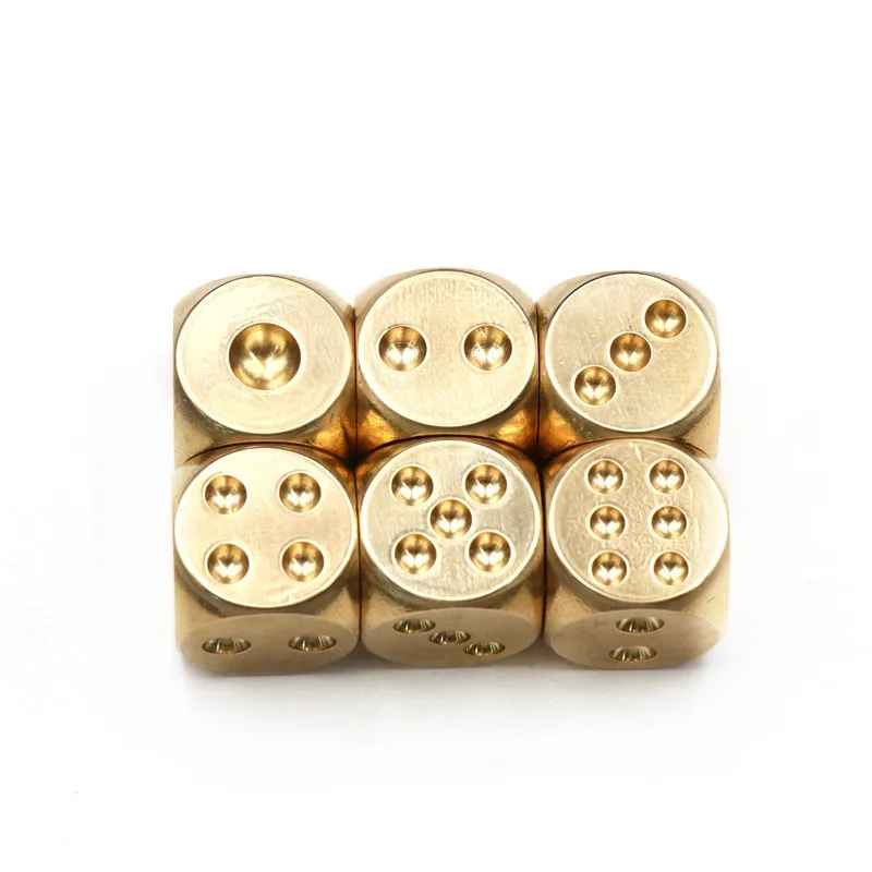 Ergonomic Solid Brass Dice Pair with Hand-Polished Stonewash Finish for Mahjong and Tab... - View 5 of 6 | BigMoetsy