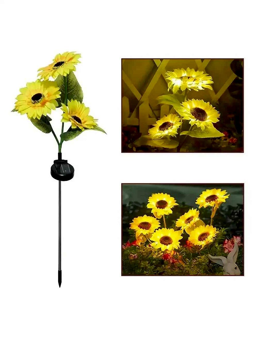 Handcrafted No More Dark, Lifeless Gardens After Sunset — Solar Sunflower LED Lawn Light ... - View 5 of 6 | BigMoetsy