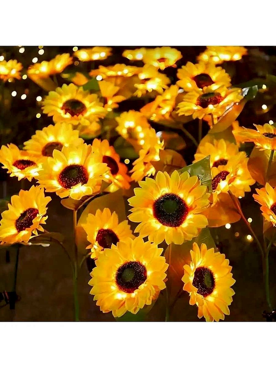 Handcrafted No More Dark, Lifeless Gardens After Sunset — Solar Sunflower LED Lawn Light ... - View 6 of 6 | BigMoetsy