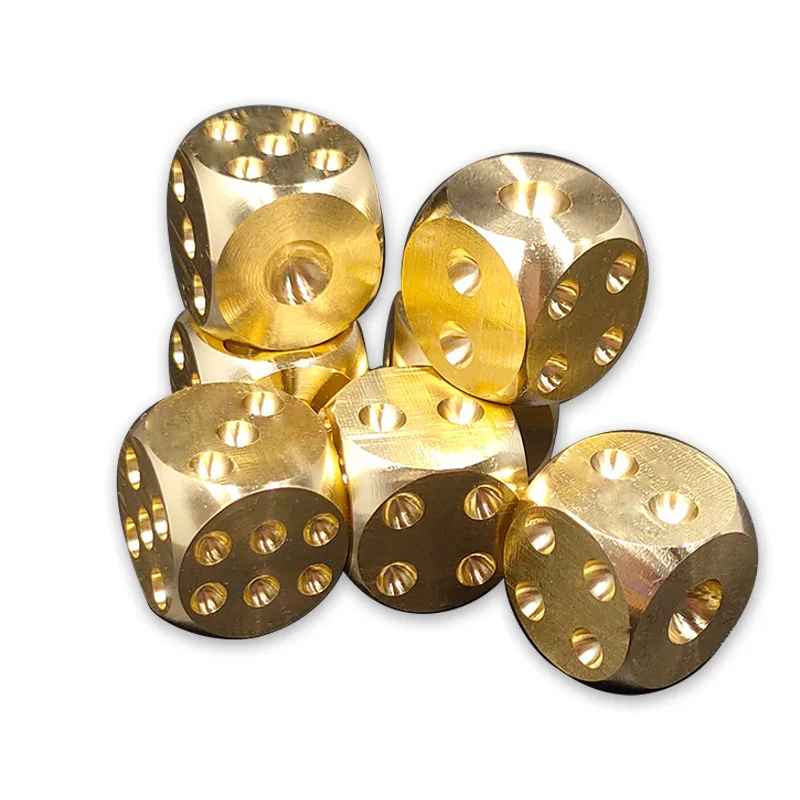 Ergonomic Solid Brass Dice Pair with Hand-Polished Stonewash Finish for Mahjong and Tab... - View 6 of 6 | BigMoetsy