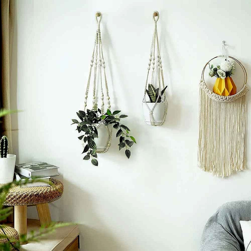 Handcrafted No More Bare Walls or Crowded Shelves — Bohemian Macrame Plant Hanger with Me... - View 5 of 7 | BigMoetsy