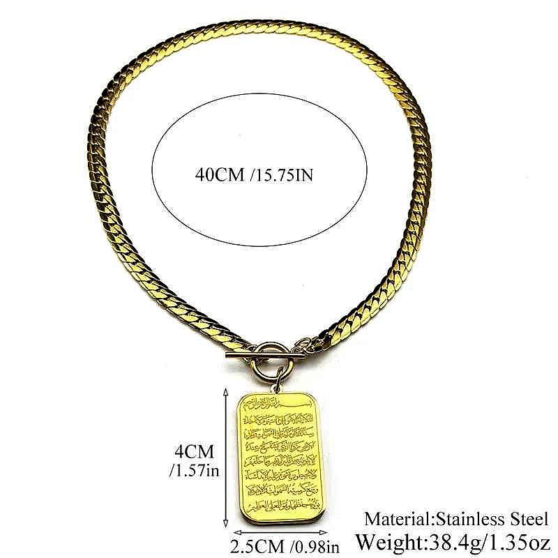 Handcrafted Geometric Quran Pendant Necklace in Gold