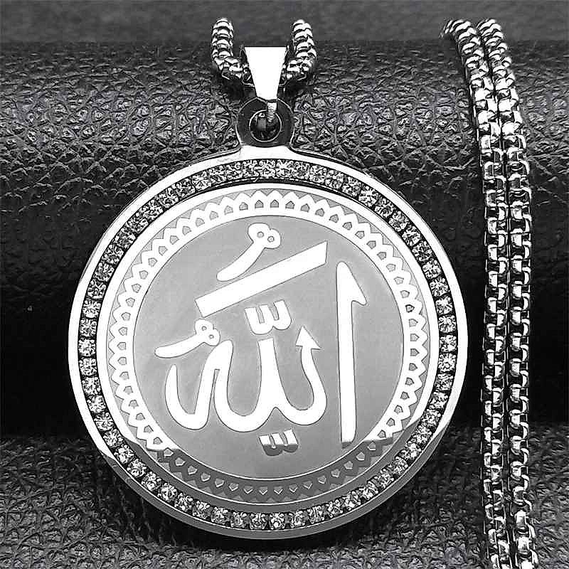 Handcrafted Wear Your Faith Every Day — Arabic Quran Allah Rhinestone Necklace in Gold-To... - View 3 of 8 | BigMoetsy