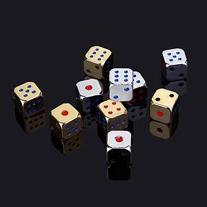 Metal Polyhedral Dice Set with Colorful Pips