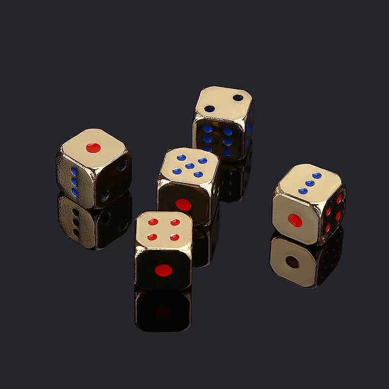 Metal polyhedral dice set showing full collection including d4 d6 d8 d10 d12 d20