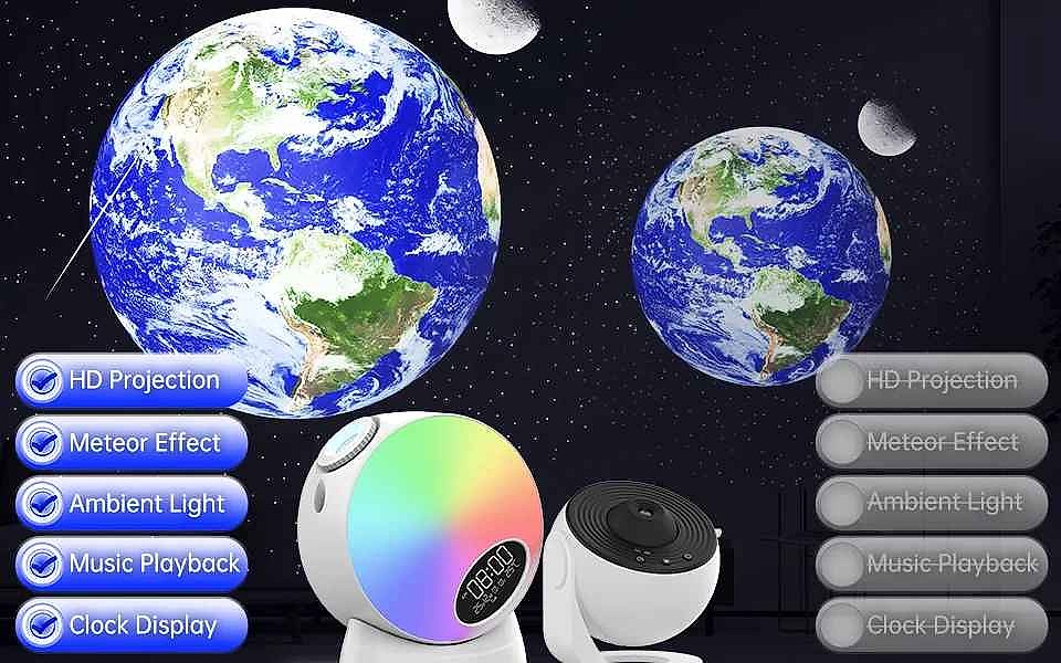 Turn Any Room Into a Personal Planetarium — Galaxy Projector Night Light with... - View 3 of 9 | BigMoetsy