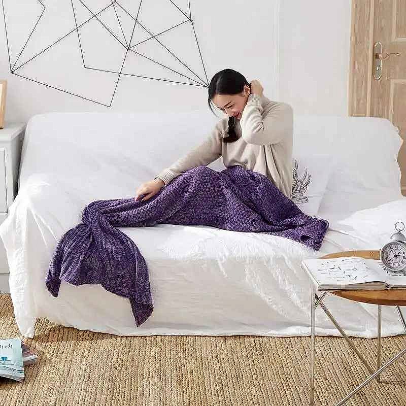 Always Cold at Your Desk? — Hand-Knitted Merino-Style Mermaid Wrap Blanket 80... - View 2 of 12 | BigMoetsy