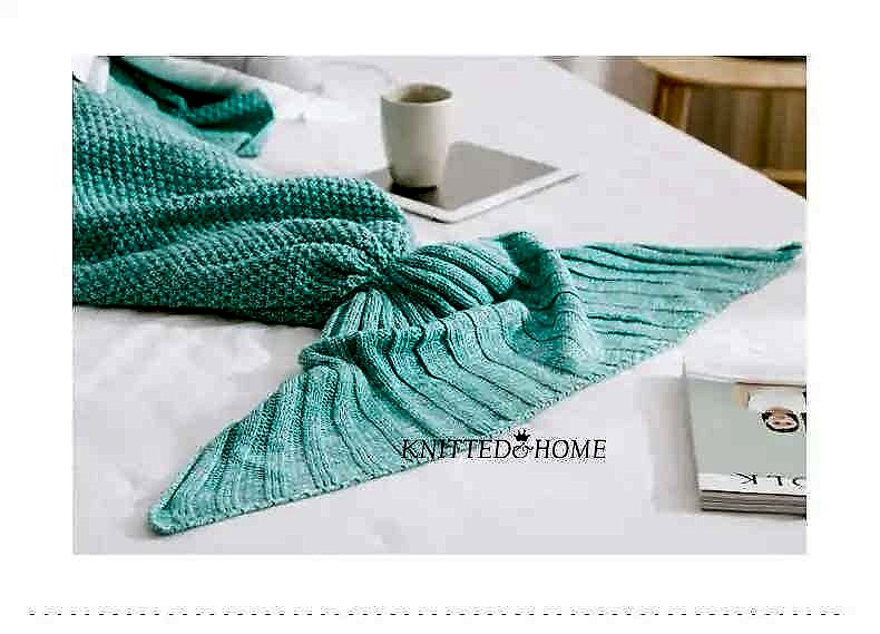 Always Cold at Your Desk? — Hand-Knitted Merino-Style Mermaid Wrap Blanket 80... - View 11 of 12 | BigMoetsy