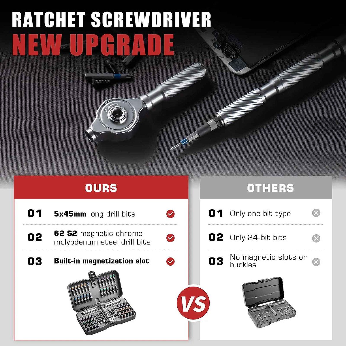 Professional No More Junk Drawer Chaos — VMAN 66-in-1 Magnetic Ratchet Screwdriver Set | 3... - View 5 of 7 | BigMoetsy