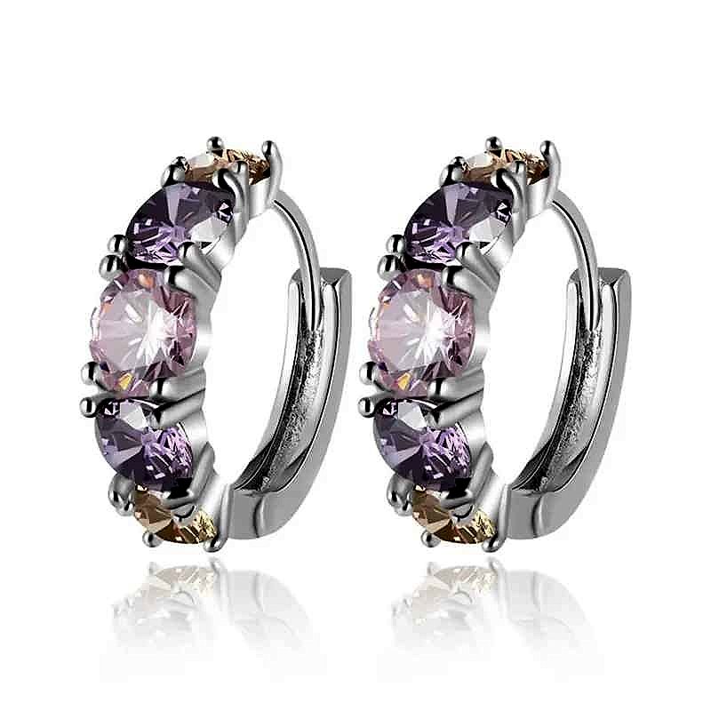 Handcrafted Finally Earrings That Match the Moment — Colorful CZ Hoop Earrings in Pink & ... - View 2 of 6 | BigMoetsy