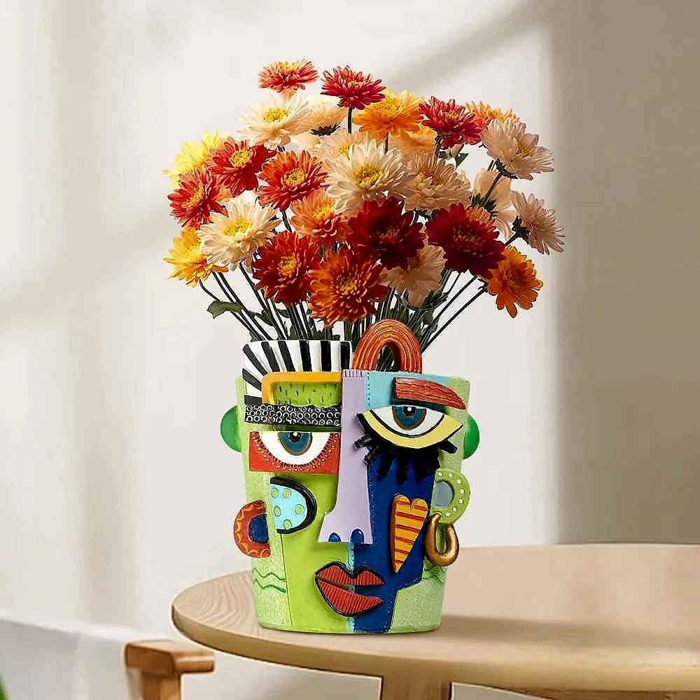 Handcrafted Bare Shelves and Bland Corners, Solved — Abstract Face Flower Pot & Picasso-I... - View 3 of 8 | BigMoetsy