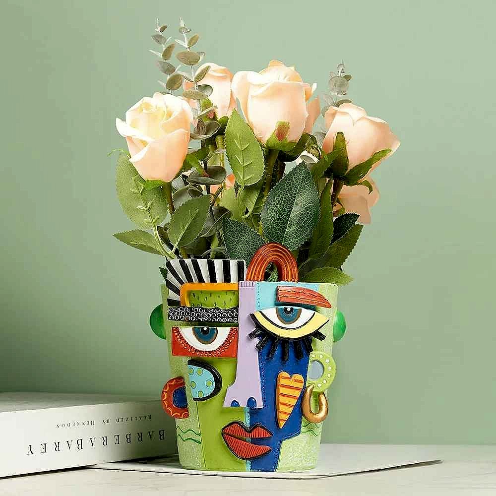 Handcrafted Bare Shelves and Bland Corners, Solved — Abstract Face Flower Pot & Picasso-I... - View 4 of 8 | BigMoetsy