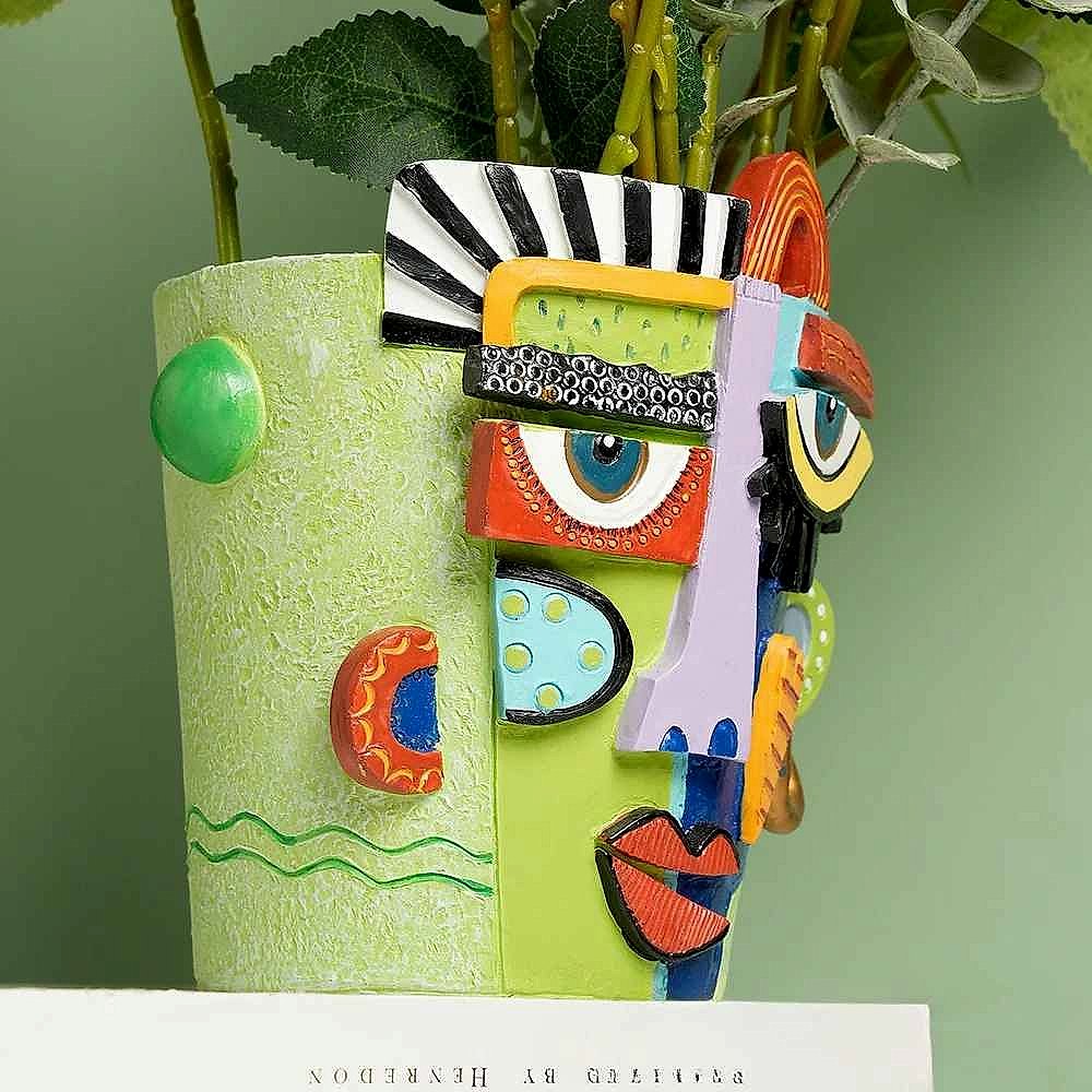 Handcrafted Bare Shelves and Bland Corners, Solved — Abstract Face Flower Pot & Picasso-I... - View 5 of 8 | BigMoetsy