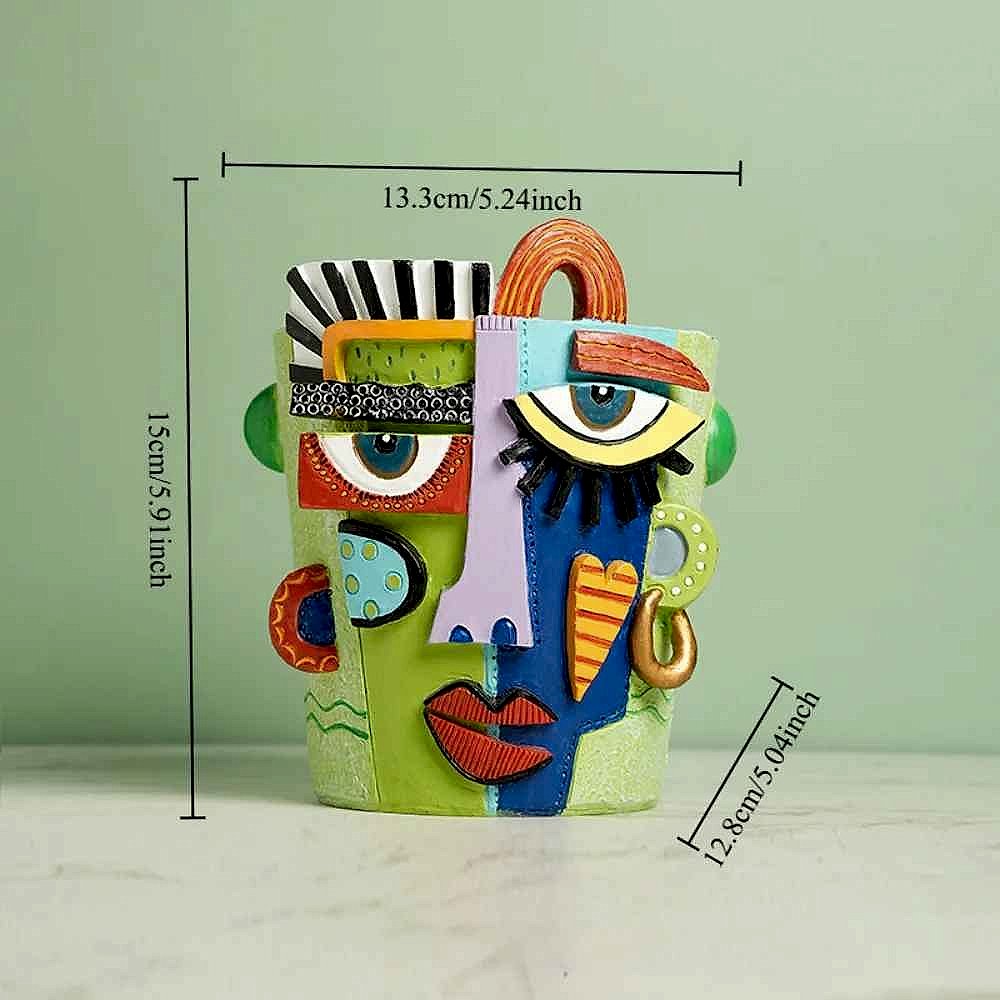 Handcrafted Bare Shelves and Bland Corners, Solved — Abstract Face Flower Pot & Picasso-I... - View 7 of 8 | BigMoetsy