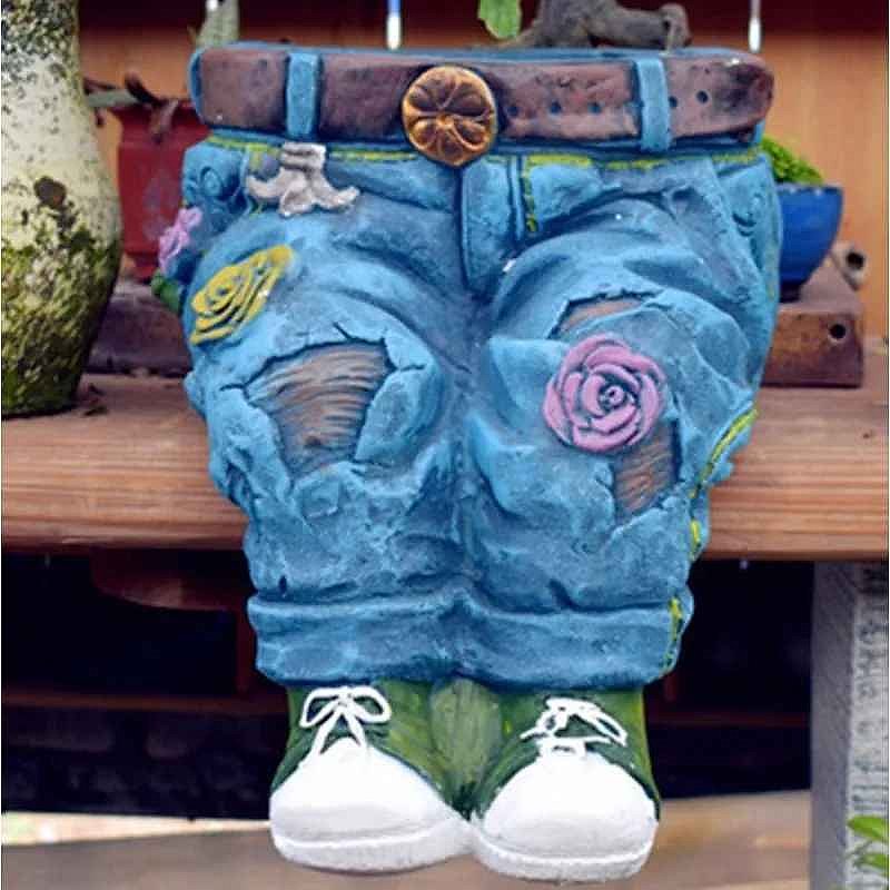Handcrafted Give Your Outdoor Space a Story to Tell — Vintage Resin Jeans Sculpture Flowe... - View 4 of 8 | BigMoetsy