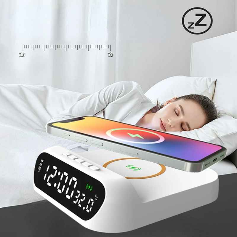 3-in-1 Wireless Charging Clock Side View and Setup