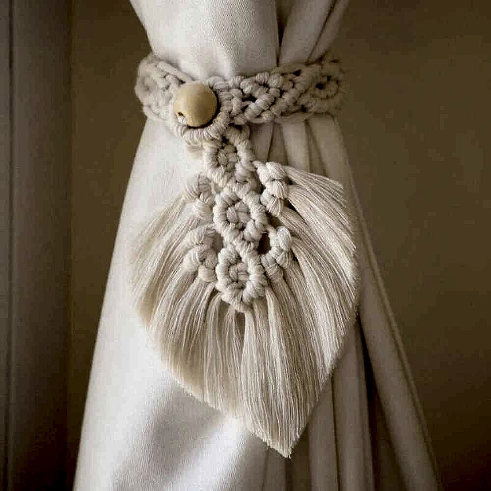 Finally, Curtains That Stay Put and Look Intentional — Macrame Tieback Set of 2 - View 3 of 14 | BigMoetsy